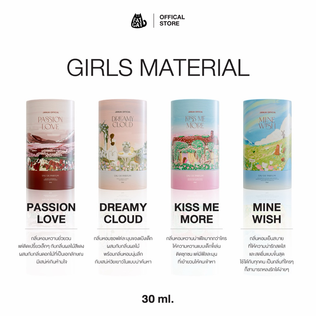 (1แถม1ของแถมเทสเตอร์2ml) JANUA GIRLS MATERIAL COLLECTION - น้ำหอมแจนยัวร์คอลเลคชั่นใหม่ 30ml.