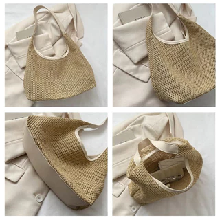 พร้อมส่ง💗 กระเป๋าสานสะพายไหล่ รุ่นใหม่รับหน้าร้อน กระเป๋าชายหาดแฟชั่น แมตช์ง่ายมีสไตล์💐 ลุคสาวมินิมอลน่ารัก☁