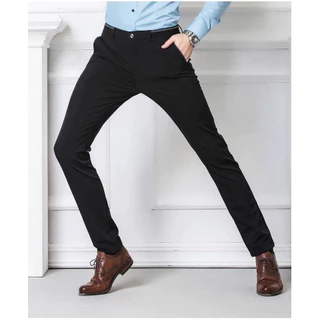 Ready Stock Mens Black Slacks Business Office อย่างเป็นทางการยืดกางเกงขายาวลําลอง Slimfit