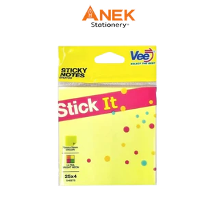 Vee (วี) กระดาษโน้ต สีนีออน Sticky Note 100 แผ่น รุ่น VB-SN3100 ( 1 แพ็ค )