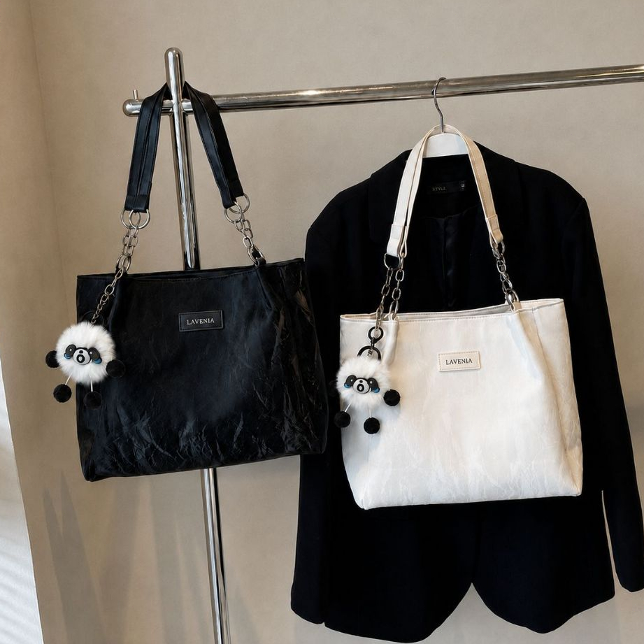 กระเป๋าสะพายข้าง tote bag จุของได้เยอะ สไตล์เกาหลี เรียบง่าย สําหรับผู้หญิง ใบใหญ่ มีซิป
