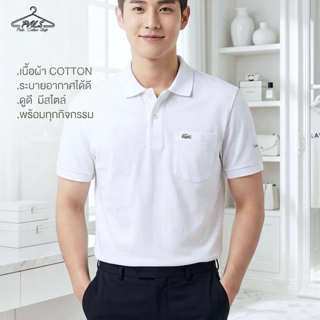เสื้อคอปกผู้ชาย งานจระเข้ (ปัก L) เนื้อผ้า T/C Polyester ผสม cotton พรีเมี่ยม พร้อมส่ง