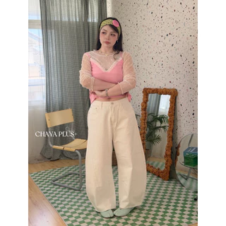 LindaaPlus--𝑯𝒂𝒏𝒂 𓍢ִ໋🌷͙֒ เสื้อแขนยาวผ้าลูกไม้ซีทรู +สายเดี่ยวแต่งลูกไม้งาน 2 ชิ้นแยกได้ งานใหม่สุดฮิต ใส่ได้สบายๆ ไม่ร้อน