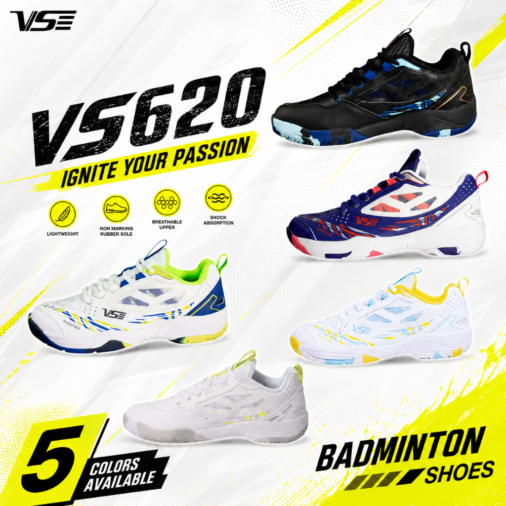Venson รองเท้าแบดมินตัน VS รุ่น VS620 รองเท้าผ้าใบ หน้ากว้าง ใส่สบาย ซัพพอร์ตดี ไม่เจ็บเข่า