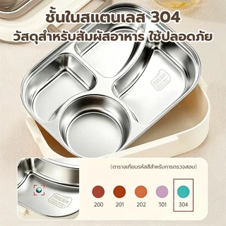 【พร้อมส่ง】 กล่องข้าว กล่องข้าวสแตนเลส 5 ช่อง ถ้วยซุปแยก กันรั่วซึม กล่องใส่อาหาร ไม่ผสมรสชาติ