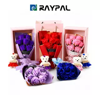 RAYPAL ดอกไม้ ช่อกุหลาบ 7ดอก ขวดโหล ช่อดอกไม้พร้อมถุงสุดหรู พร้อมไฟLED ของขวัญวาเลนไทน์ ของขวัญวันเกิด ของขวัญรับปีใหม่
