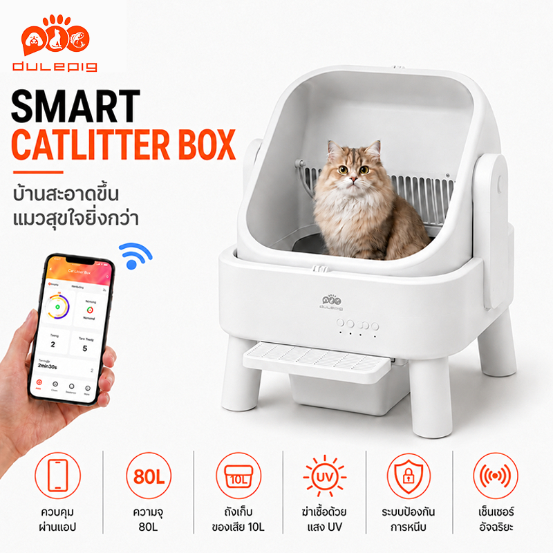 ห้องน้ำแมวอัตโนมัติรุ่น cat litter box open-top ดีไซน์ใหญ่ แป้นเหยียบลม ห้องน้ำแมวอัต ห้องน้ำแมว อัตโนมัติ กะบะทรายแมว