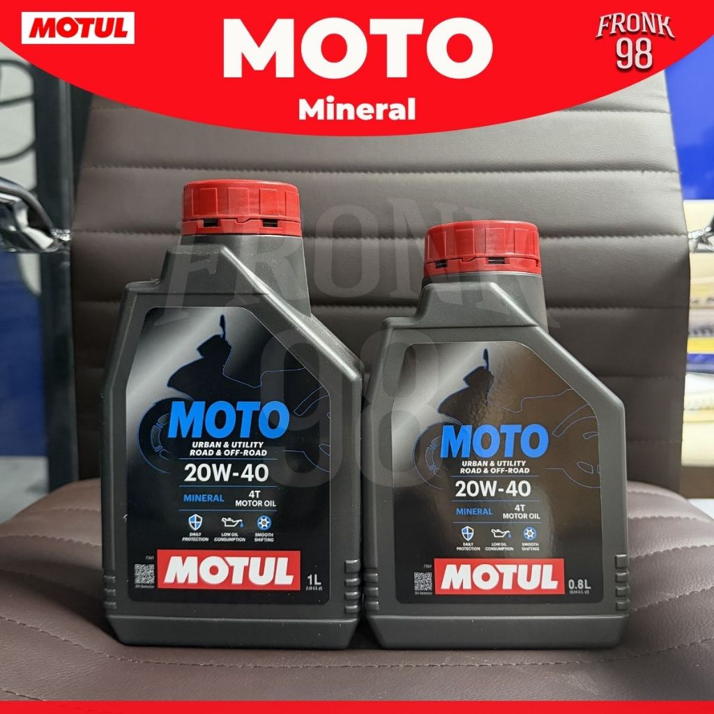 น้ำมันเครื่องพื้นฐานเกรดธรรมดา MOTUL 4T MOTO 20W-40 MINERAL (0.8L,1L)  ROAD & OFF-ROAD สำหรับจักรยานยนต์ 4 จังหวะทุกรุ่น