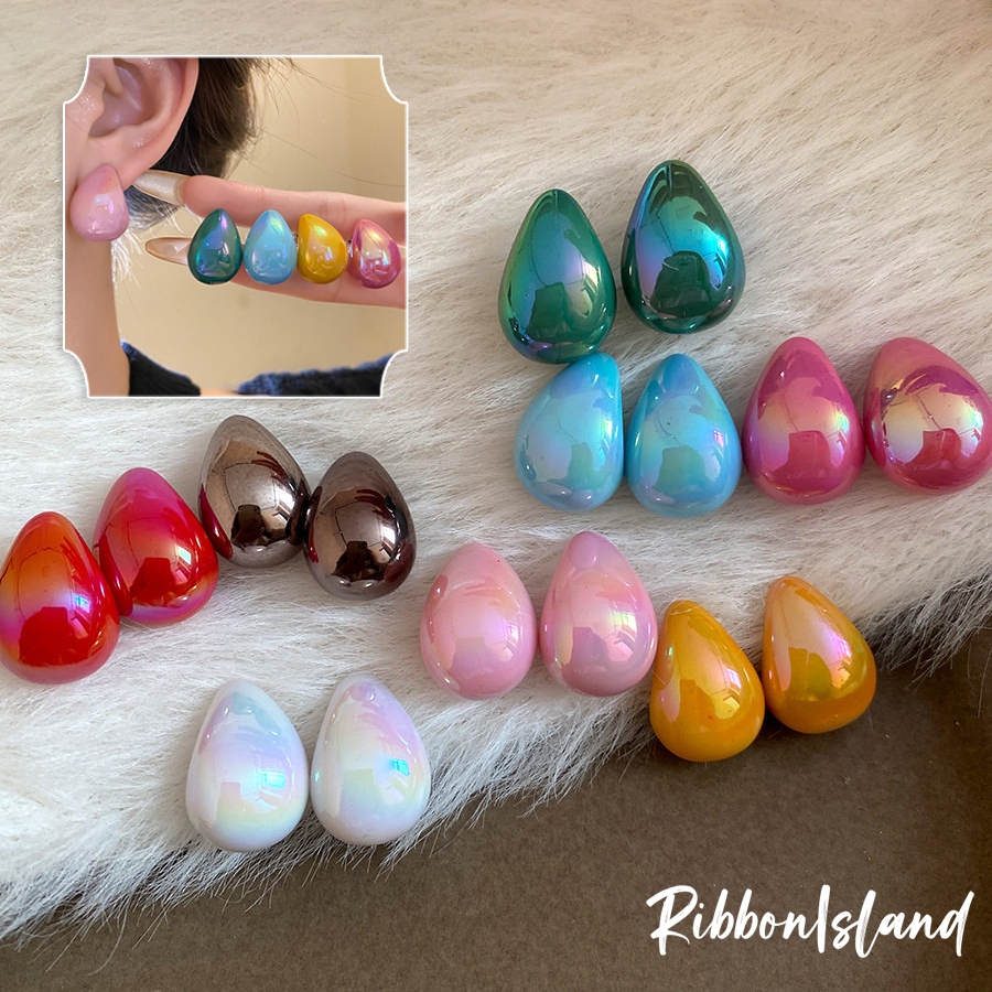 ต่างหูสตั๊ด earing set รูปทรงหยดน้ำ แฟชั่น สำหรับผู้หญิง พลอยเทียม น่ารัก มินิมอล สีพื้นเรียบ ใหม่ หลากสี ส่งเร็ว