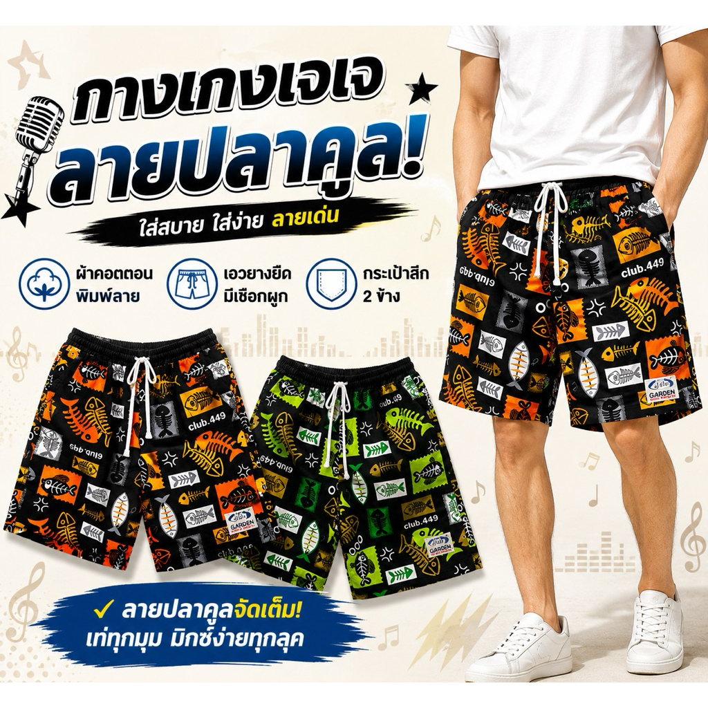 กางเกงเจเจขา สั้นแท้ ครบไซร์ % ลายก้างปลาขับ 449 มาใหม่ครบไซร์ M L XL XXL