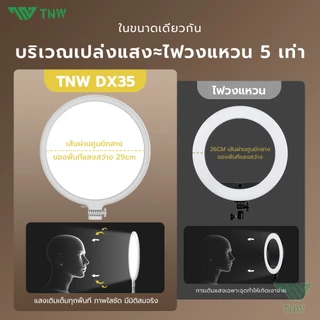 TNW DX35 เต็มหน้าจอไฟไลฟ์สด +โครงยึด การหมุน 180° LED ปรับได้3สี 3500K-8500K ไฟสตูดิโอ ไฟต่อเนื่อง ไลฟ์ดี ถ่ายรูปสวย