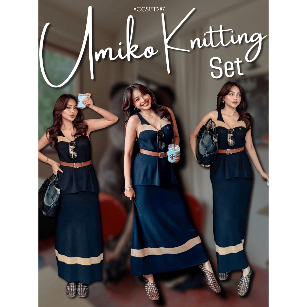 Chuuclothing Umiko knitting set [พร้อมส่ง ดำ / ครีม] เก็บโค้ดหน้ากิจกรรม