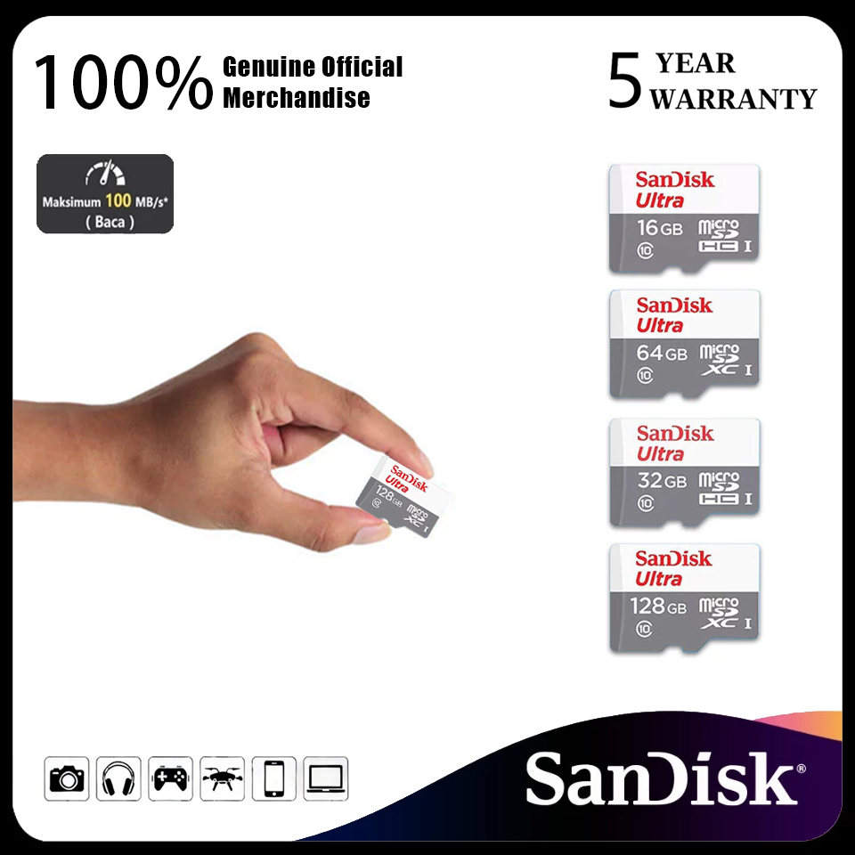 Micro SD Card SanDisk Ultra 256GB Class 10 UHS-I ของแท้ - TF Card รองรับ 4K กล้องติดรถ กล้องวงจรปิดMicro SD Card SanDisk