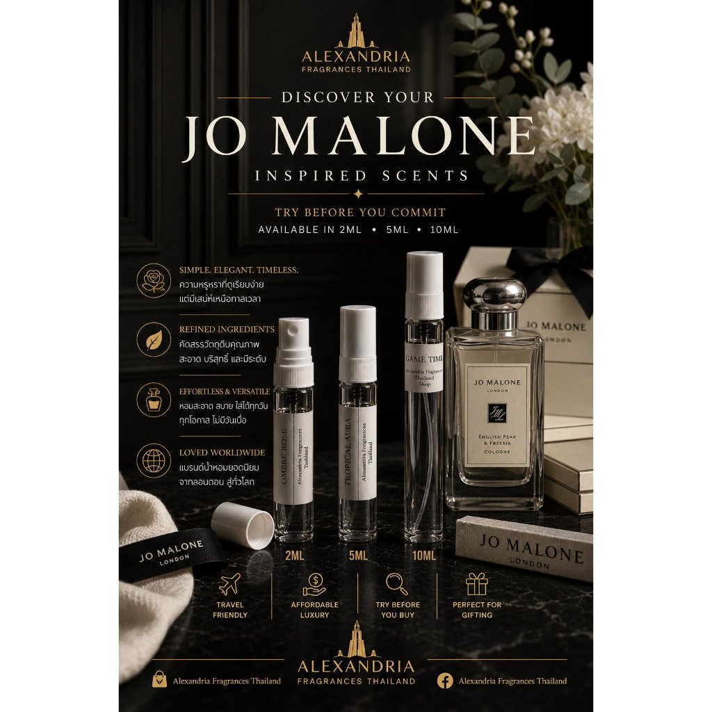 Alexandria Fragrances: Jo Malone inspired หลอดแบ่ง/แบ่งขายนํ้าหอมแท้ Samples หลายๆกลิ่นที่ขายดีที่สุดในไทย