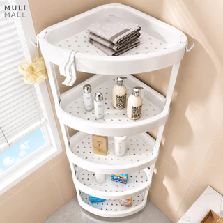 MULI ชั้นวางของในห้องน้ํา ชั้นวางของเข้ามุม 3/4/5 เก็บของใช้ในห้องน้ำ การออกแบบกลวง