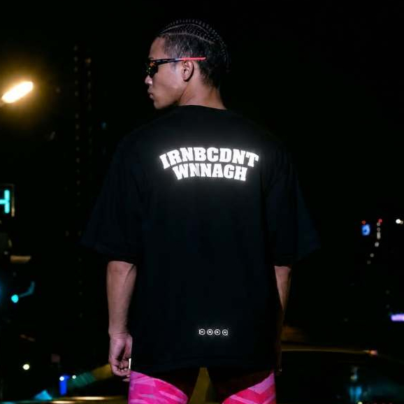 Oversized Performance Reflective Tee -  Black
