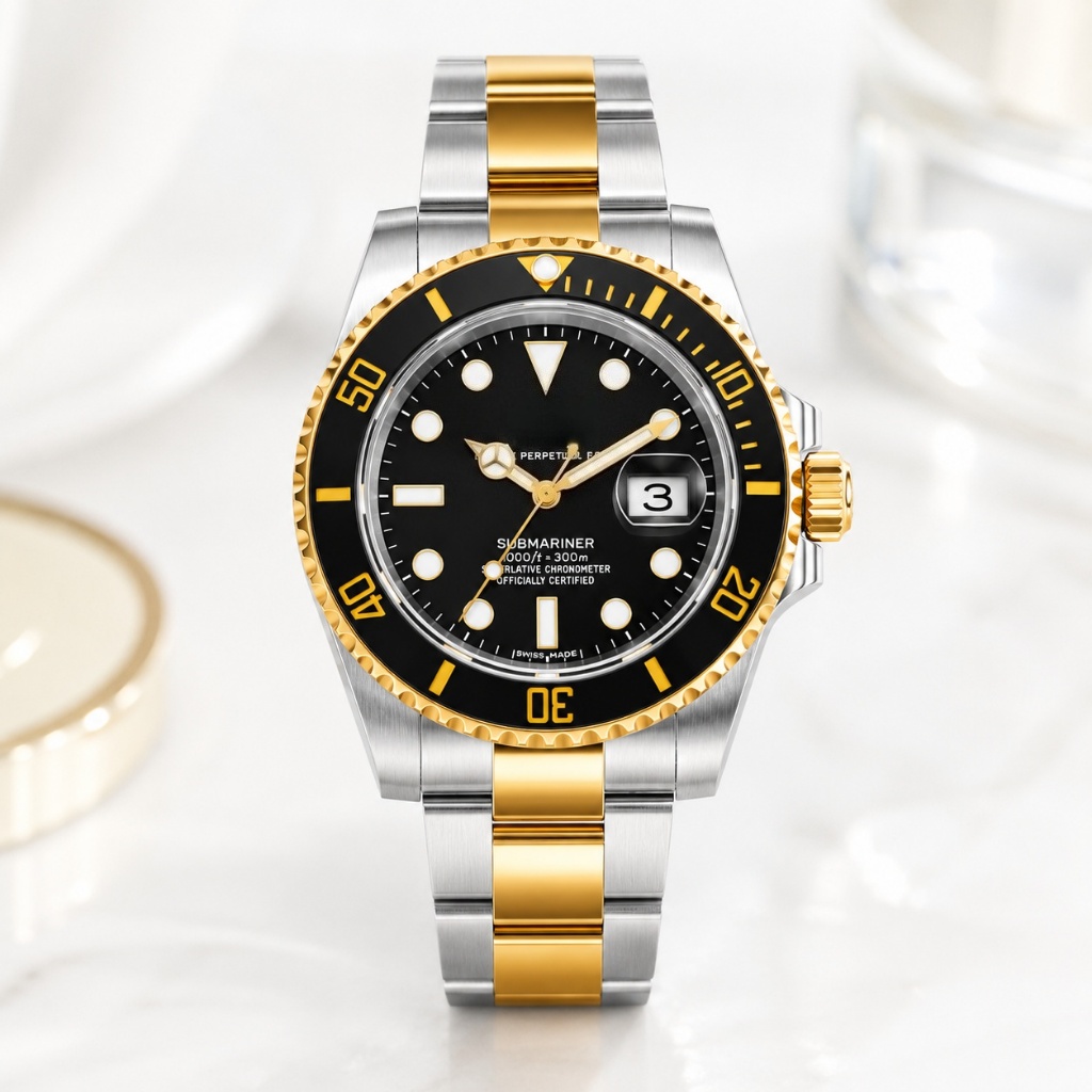 R/1:1RLนาฬิกา Submariner Date Oyster ขนาด 41 มม. ตัวเรือน Oystersteel และทองคำ