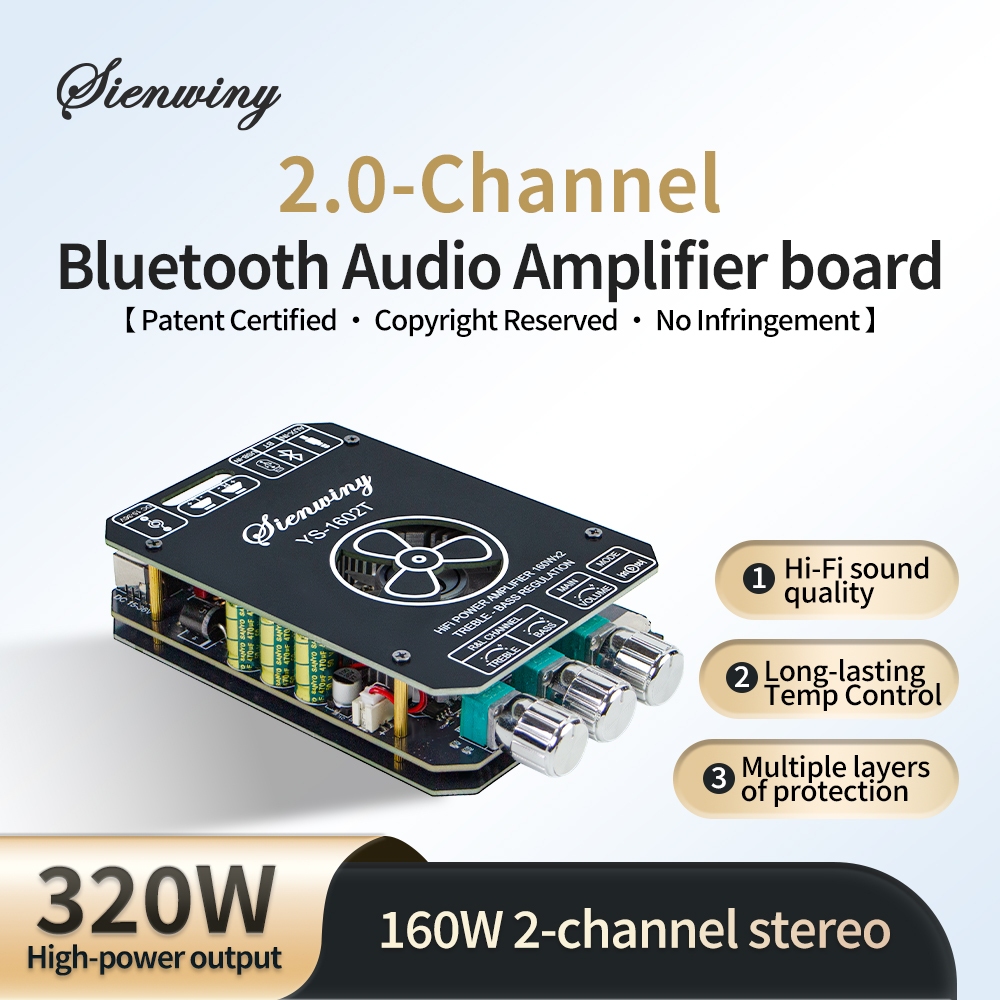แอมป์จิ๋ว ys 1602T 100% ของแท้ แอมป์จิ๋วแรงๆ บลูทู ธ 5.0 แอมจิ๋วบลูทูธ 15-36v IC TDA7498E กำลังขับ 1