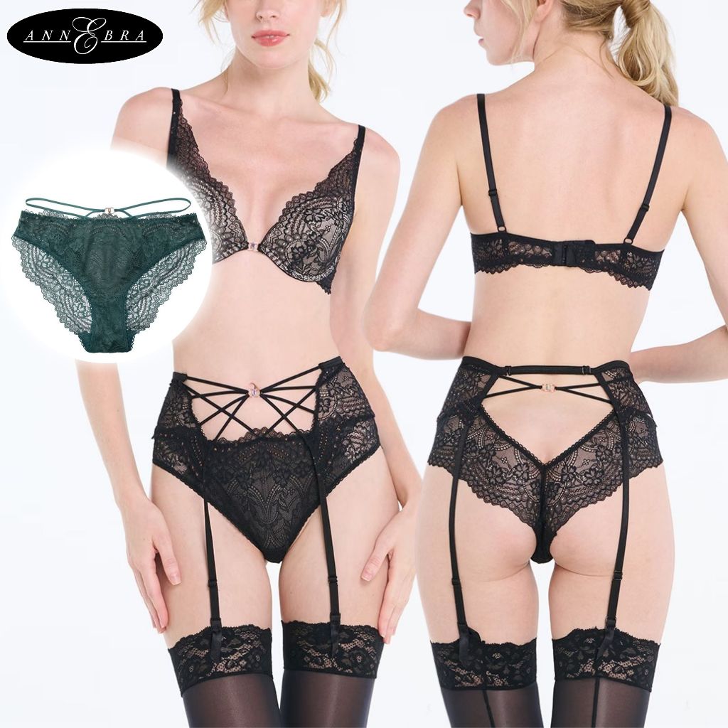 Annebra กางเกงในลูกไม้ ทรงบิกีนี่แฟชั่น ผ้าลูกไม้ยืด Bikini Fashion Lace Panty รุ่น AU3-090