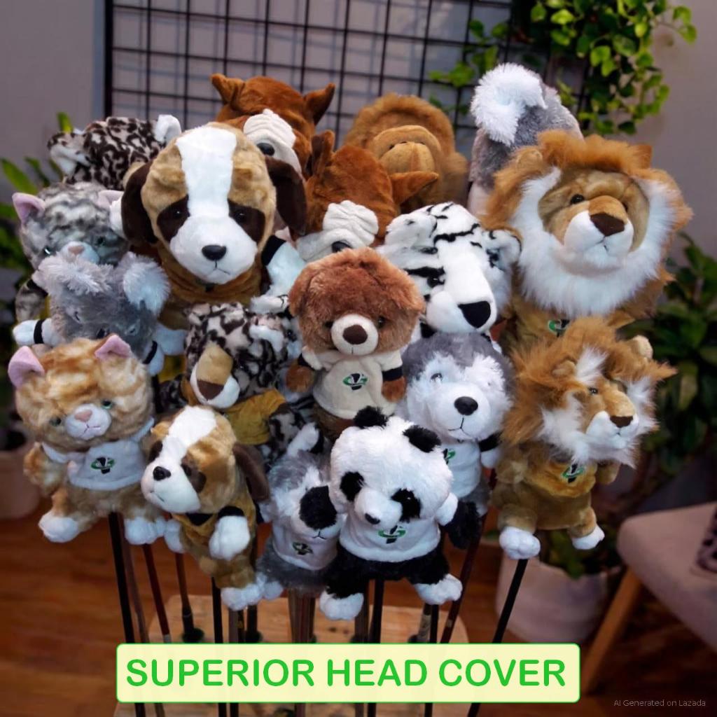 โคฟเวอร์ไม้กอล์ฟ ตุ๊กตาสวนสัตว์สำหรับครอบหัวไม้กอล์ฟ DR, FW, UT SUPERIOR ANIMAL HEAD COVER - LOVE GREEN