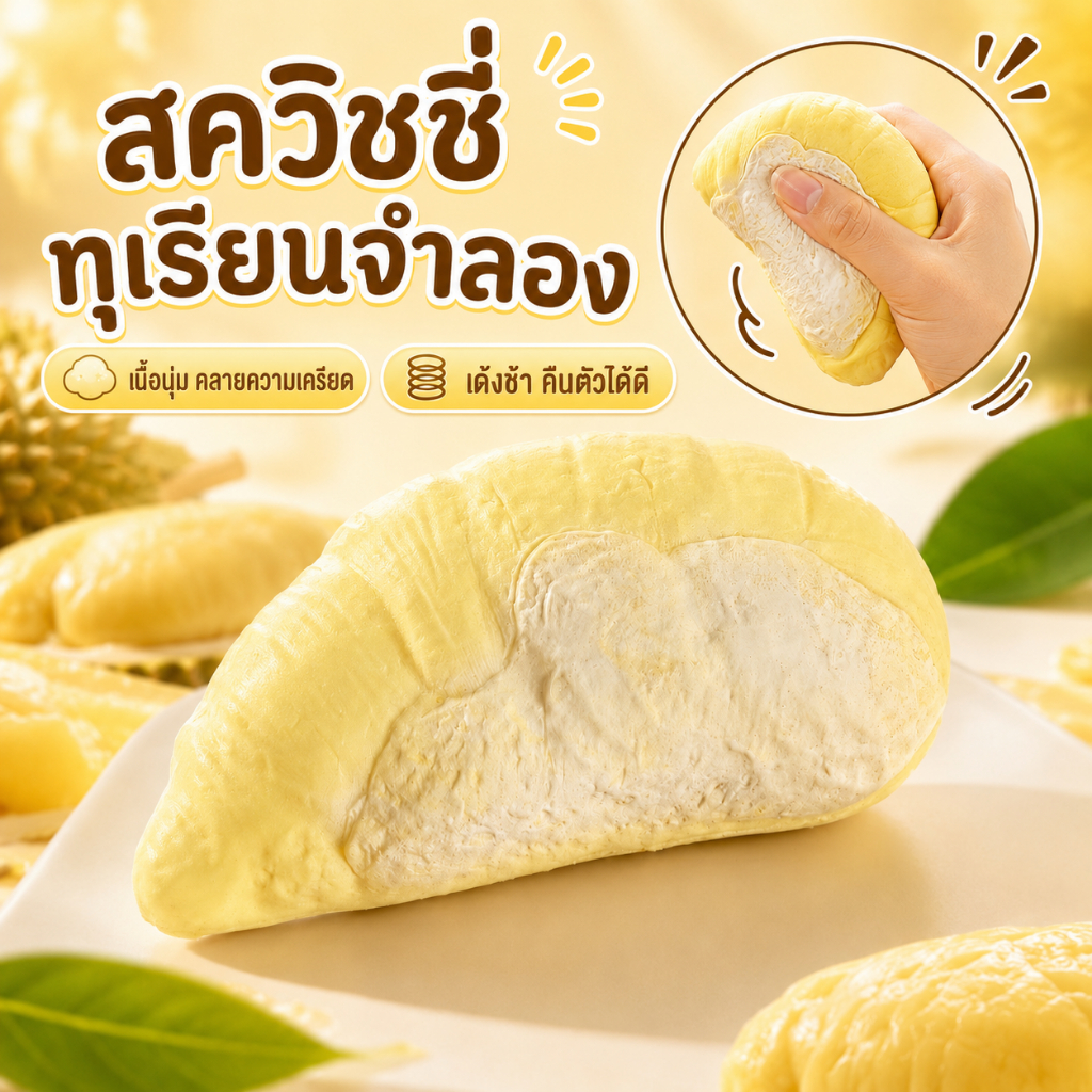 durian Squishy ✨ นิ่มสโล หอมสุดๆ สกุชชี่ทุเรียน สกุชชี่น่ารัก เหมือนจริงมาก