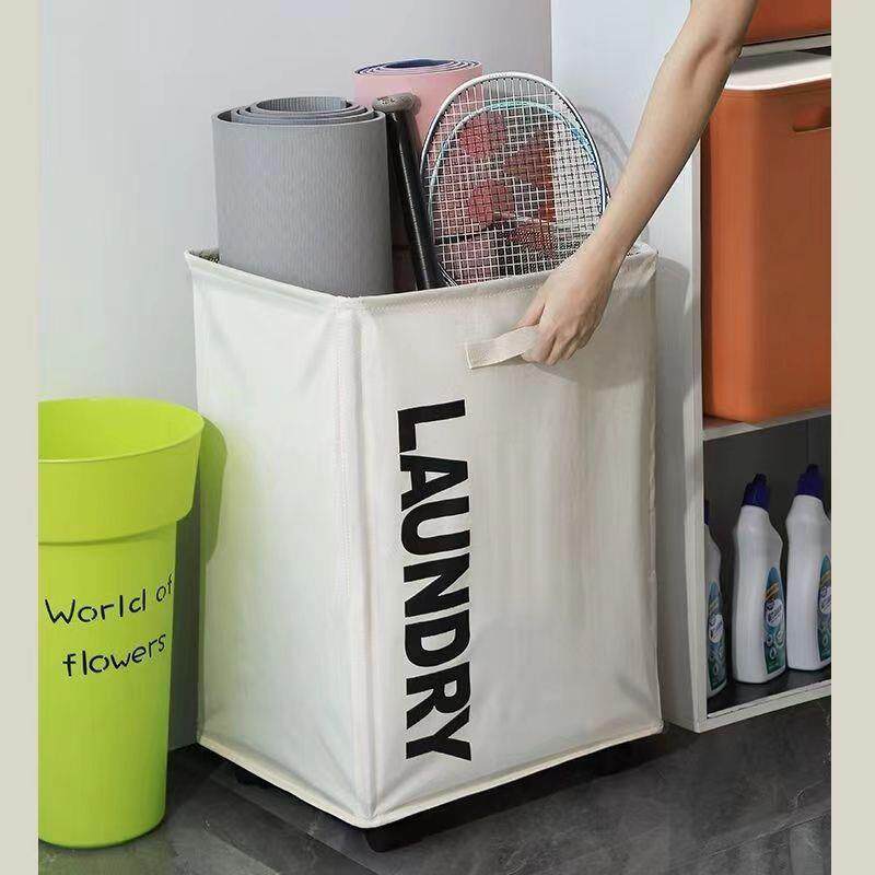 ตะกร้าซักผ้าออกซ์ฟอร์ด 28L/80L มีล้อ พับได้ กันน้ำ ขนาดใหญ่ เก็บเสื้อผ้า