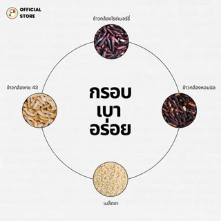 Puffin ทำจากข้าวกล้องกข 43+ไรซ์เบอร์รี่ LowGI ไม่มีแป้งสาลี อบไม่ทอด ผลิตโดยเกษตรกรไทย No Wheat Flour