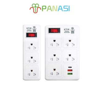PANASI ปลั๊กไฟ ปลั๊ก3/4/5/6ตา power socket มีช่อง 2 USB พร้อมสวิตช์ปิดเปิด มาตรฐาน มอก.ตัดไฟได้ 3เมตร 5เมตร
