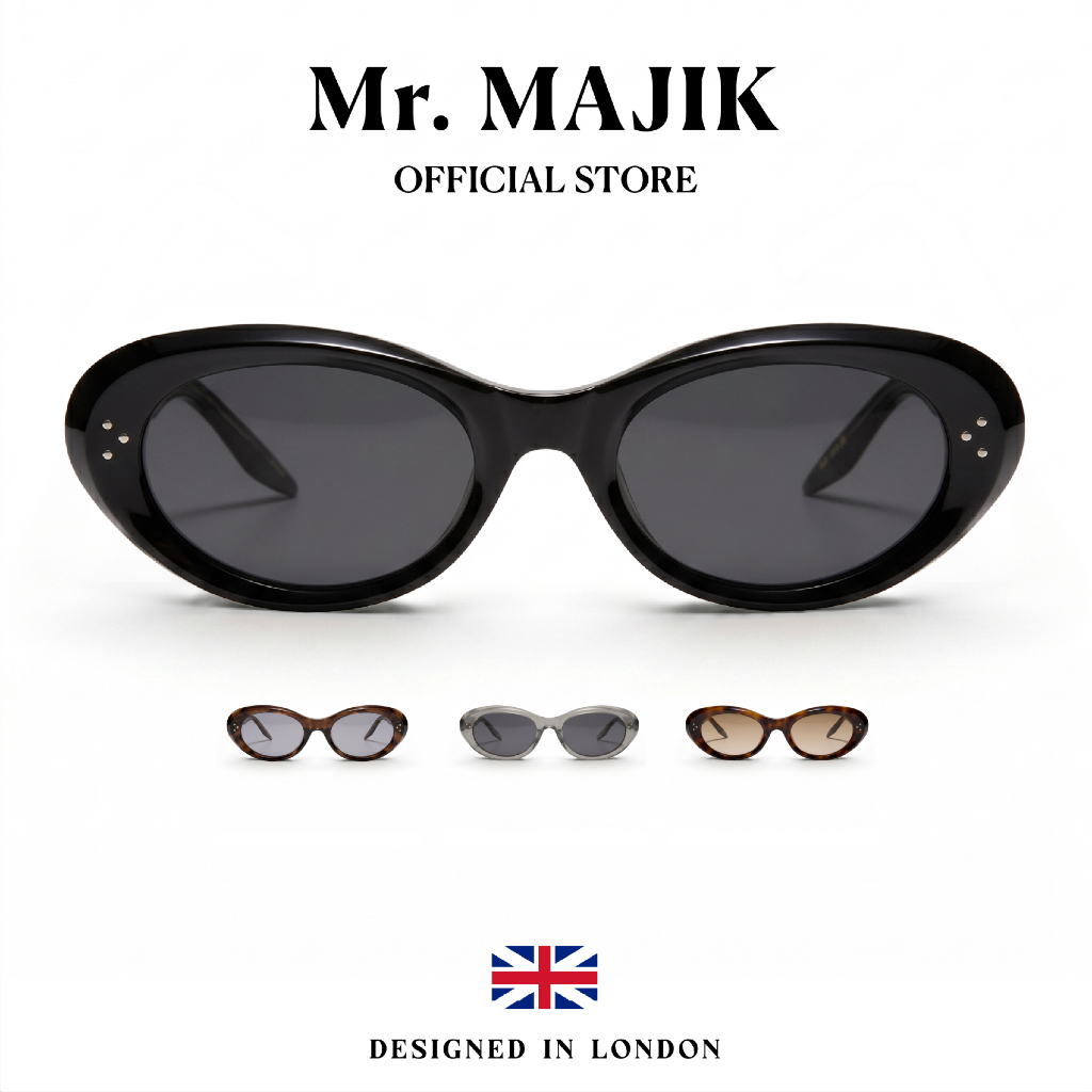 Mr.MAJIK แว่นตากันแดดผู้หญิง UV400 Cat Eye ทรงวงรี วินเทจ คลาสสิก แฟชั่น VL-11