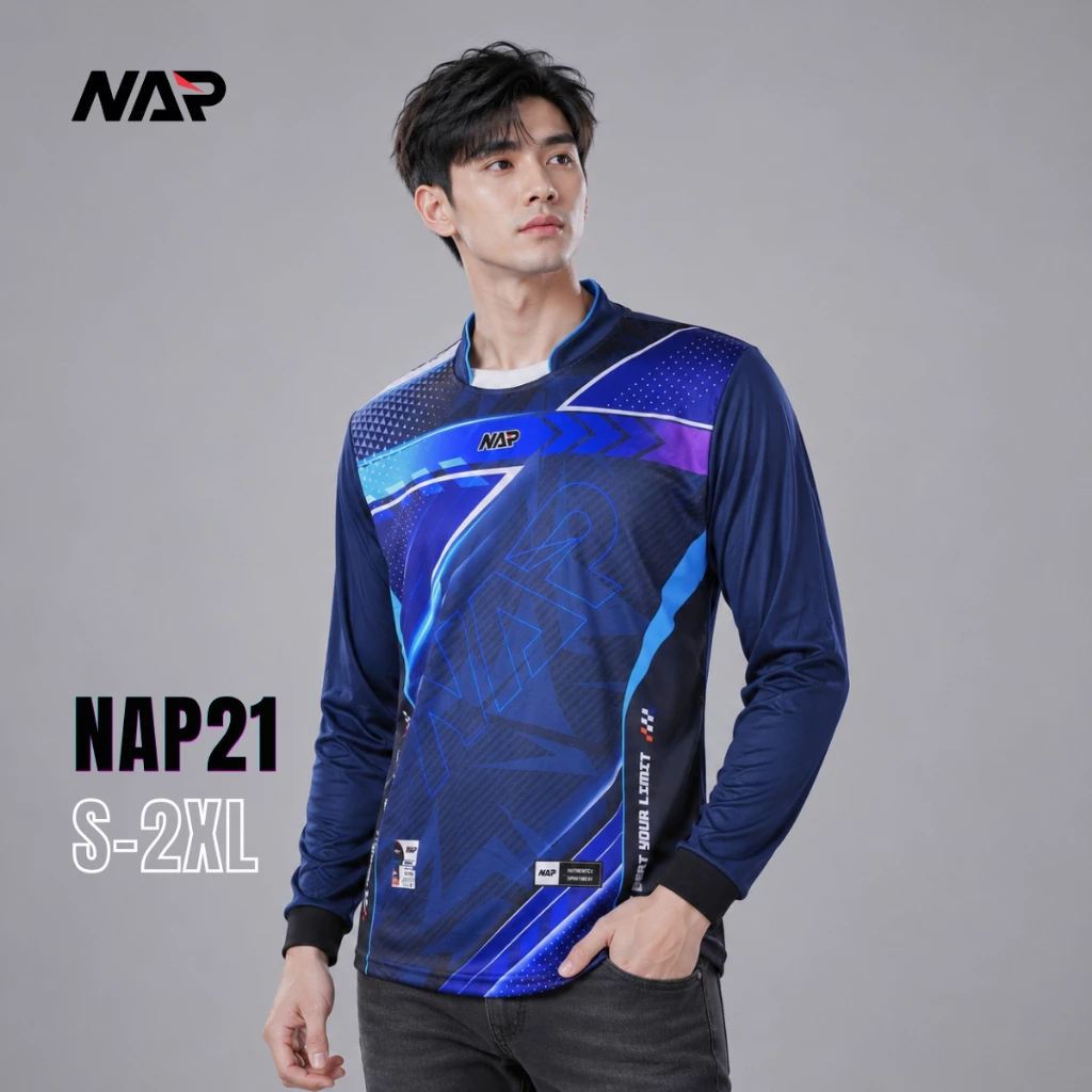 NAP21 เสื้อกีฬาแขนยาว ผ้าไมโคร ไซส์ S-7XL