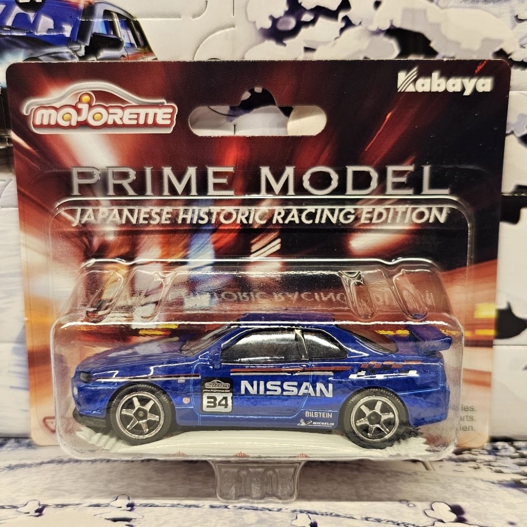โมเดล รถของเล่น Majorette Nissan GTR R34 สีน้าเงิน เบอร์ 34 ในแพ็ค รถสวย
