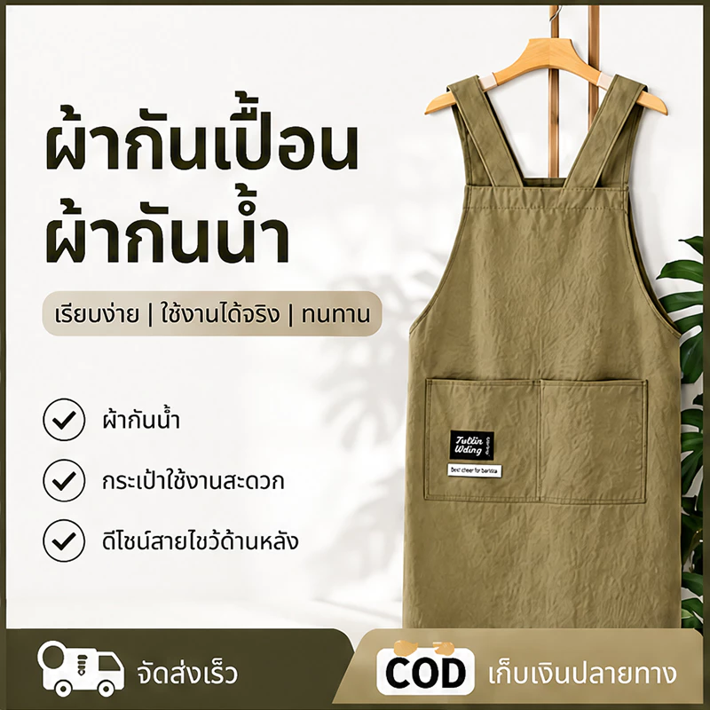 GT ผ้ากันเปื้อน ผ้ากันเปื้อนแขนกุด กันน้ำ ผ้ากันเปื้อนแบบมีเอี๊ยม ระบายอากาศ สวมง่าย ทำความสะอาดง่าย ใช้ในครัว ใช้ในที่ท
