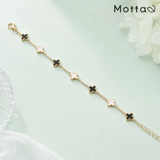 Motta Bracelet สร้อยข้อมือชุบทองคำขาว ใบโคลเวอร์สลับสี สร้อยข้อมือคุณหนู ดีไซน์หรูหรา
