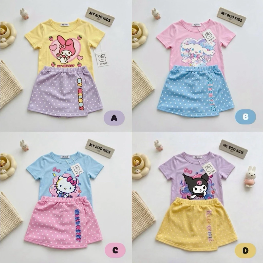 กางเกงกระโปรงสุดน่ารัก เสื้อสกรีน ลายซาริ B00081 (จ้ำม่ำ ชอบหลวม+1 ไซซ์นะคะ )