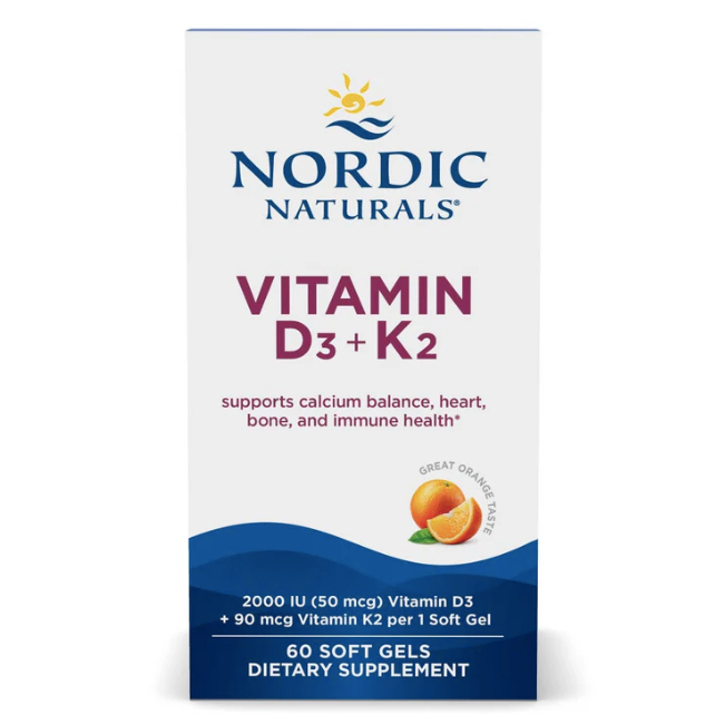 Nordic Naturals Vitamin D3+K2 บริสุทธิ์พิเศษ ดูดซึมไว, D3 2,000 IU (50mcg) + K2 MK-7 (90mcg) , Orange Taste