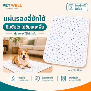 แผ่นรองฉี่สำหรับสัตว์เลี้ยง PETWELL สามารถนำกลับมาใช้ใหม่ ซักได้ กันลื่น ระบายอากาศได้ดี และเหมาะสำหรับการฝึกฉี่ลูกสุนัข