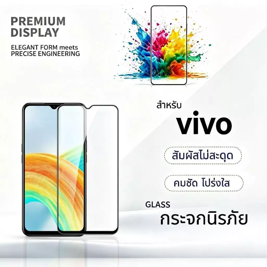 HD-Glass ฟิล์มกระจก ทนต่อรอยขีดข่วน For VIVO Y02 Y03 04 Y05 Y6t Y11 Y12 Y15 Y17 Y19 Y20 Y21 Y22 Y27 Y28 Y29 Y30 Y31 Y200