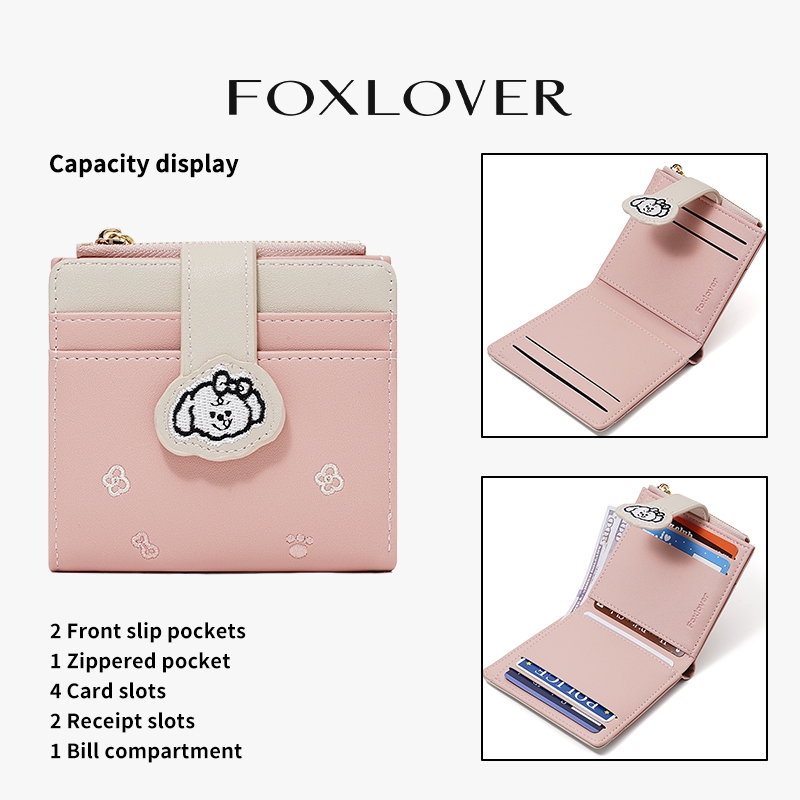 FOXLOVER محفظة نسائية بلونين مطرزة بالزهور — صورة 6