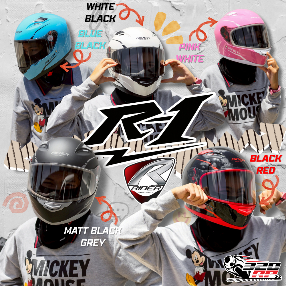 หมวกกันน็อคเต็มใบ ทรงเล็ก RIDER R1 / R1N / R1X น้ำหนักเบา !! ส่งไว !! 320SP ราชพฤกษ์