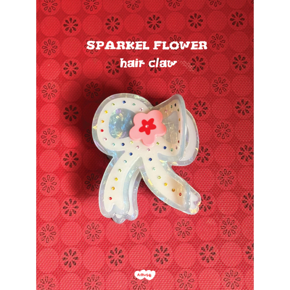 amuse stuff-🎀 Bow Flower Hair Claw ✨🌼 กิ้บหนีบผมตัวใหญ่ลายโบว์
