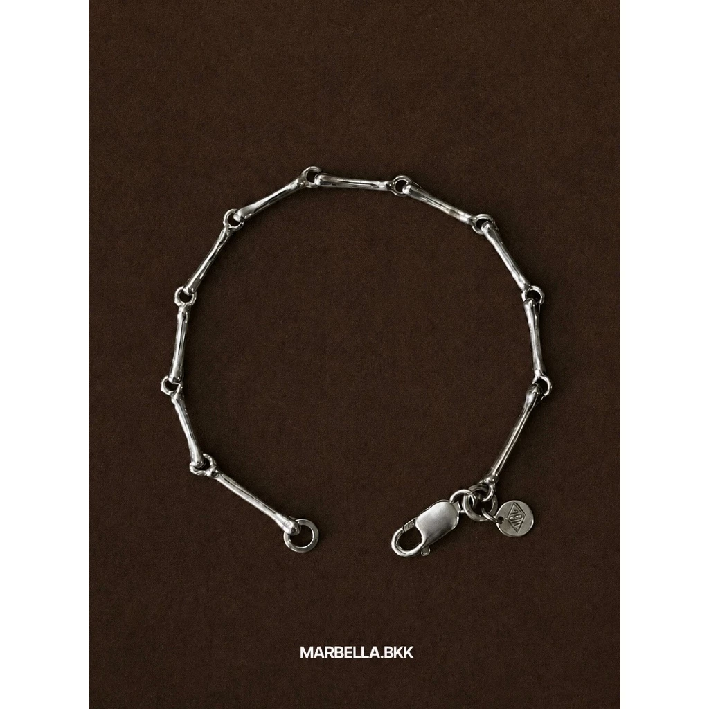 Marbella.bkk กำไลข้อมือ สร้อยข้อมือ เงินแท้ แบบโซ่ กระดูก รุ่น Bone Bracelet