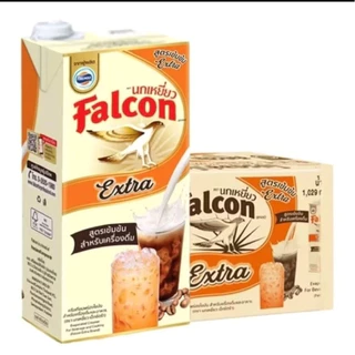 Falcon นกเหยี่ยว นมข้นจืด เอ็กซ์ตร้า/ปรุงแต่ง ขนาด 1 ลิตร 12 ขวด (ยกลัง)
