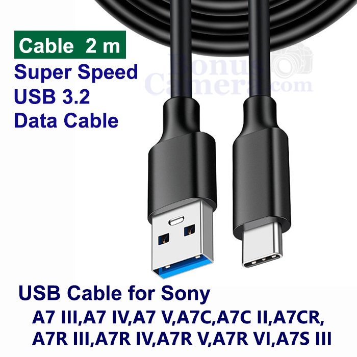 สาย USB Cable ยาว 2m ต่อ Sony A7 III,A7 IV,A7 V,A7C,A7C II,A7CR,A7R III,A7R IV,A7R V,A7R VI,A7S III 