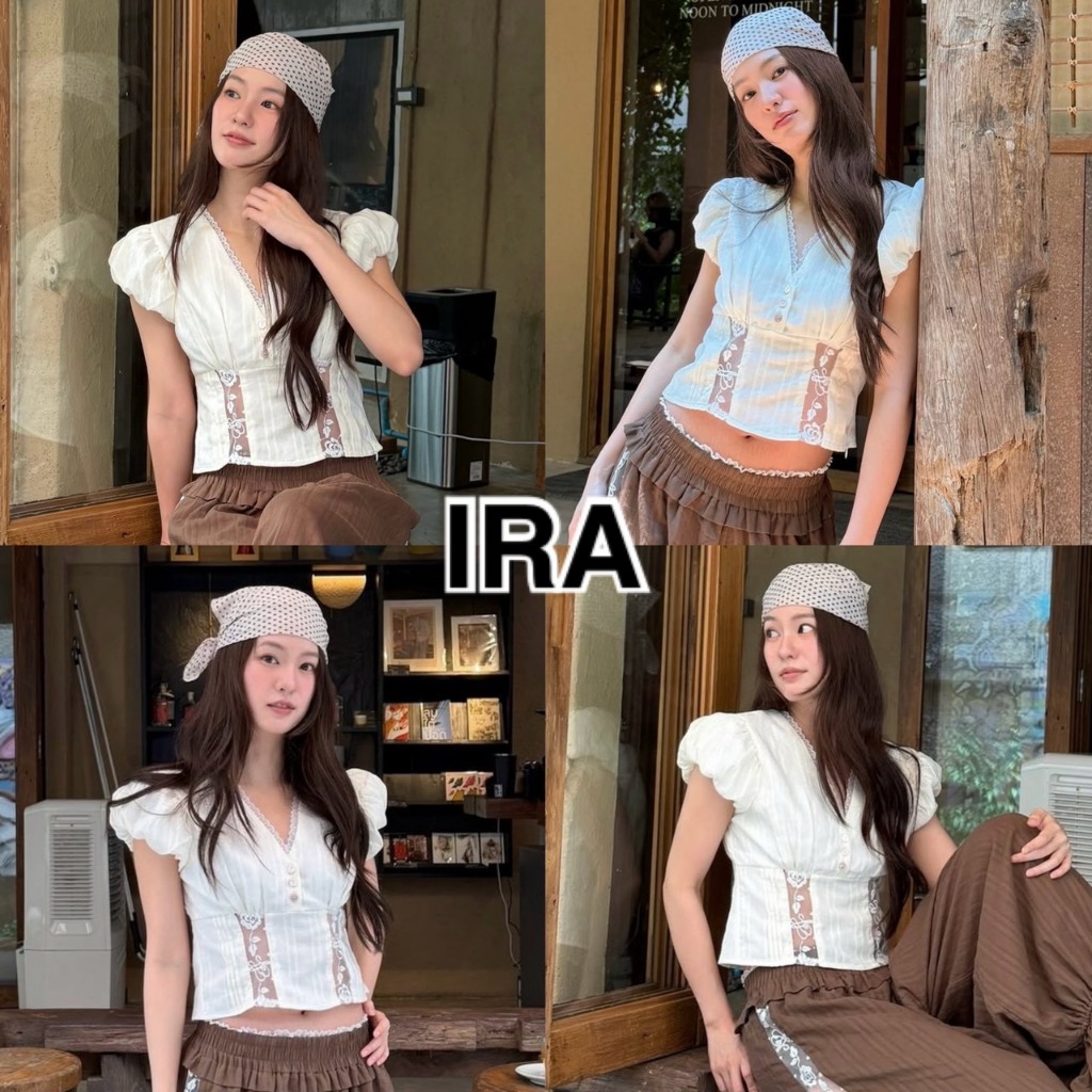 BY IRA (2026-177) Mo-A Top เสื้อเเขนตุ๊กตา งานดีสวยหรู มีความเเซ่บในตัวเดียว ลายสวยน่ารัก ใส่ง่ายสบายจ้า