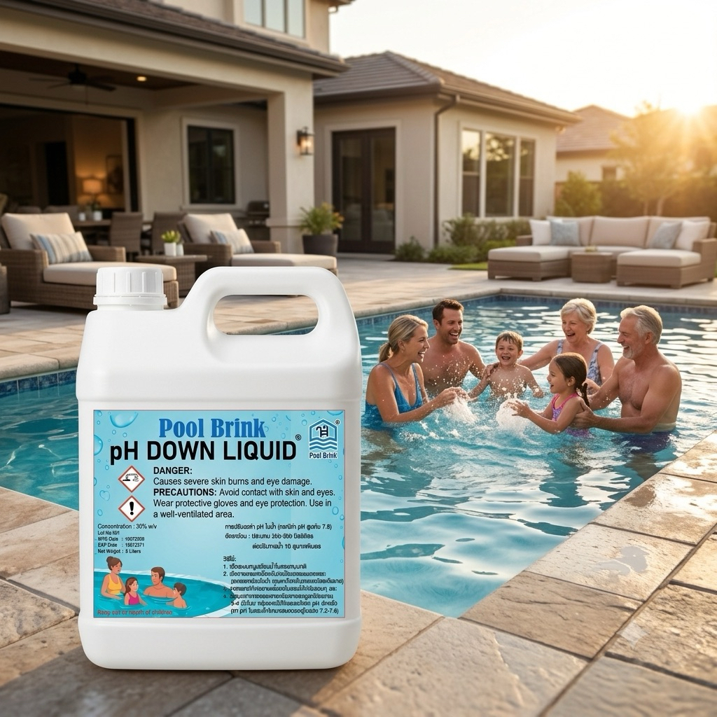 pH DOWN LIQUID #สารปรับลดค่า pH สระว่ายน้ำ ขนาดบรรจุ 5 ลิตร/แกลลอน