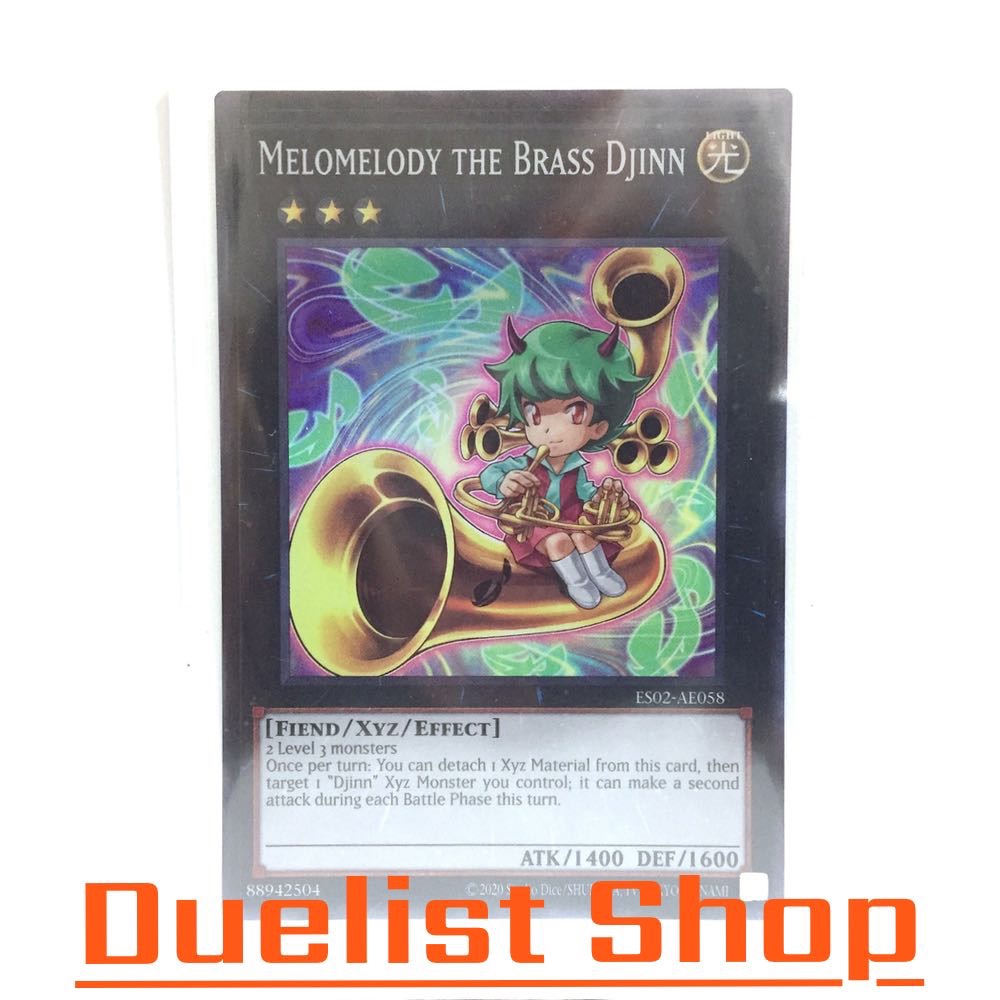Melomelody the Brass Djinn (SR,SE) Monster Light Rank3 [Fiend/Xyz/Effect] ชุด ES02-AE058 การ์ดยูกิโอ