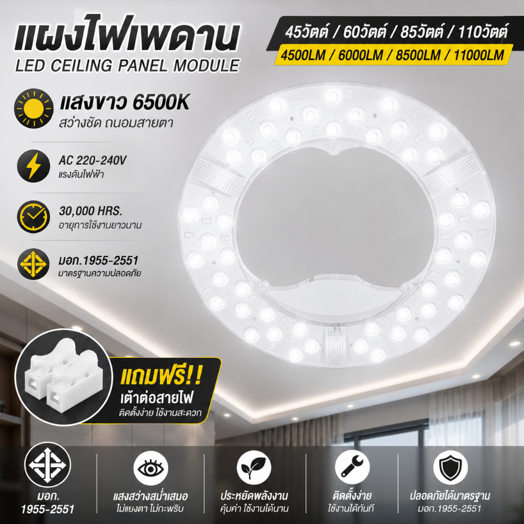 ผงไฟเพดาน LED แผงไฟแม่เหล็ก 3 in 1 28W 36W 48W 72W เเสงขาว เเสงวอร์ม เเสงคลูไวท์