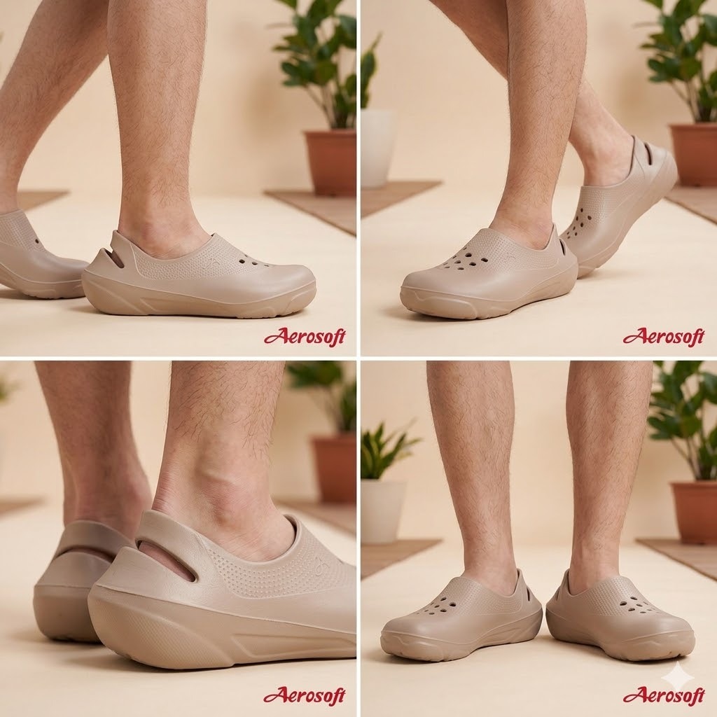 Aerosoftรองเท้าแตะผู้ชาย สวมมีรูระบาย ยื่ดหยุ่นดี แอโร่ซอฟ รุ่น M077เดินเบาสบายกระชับเท้า