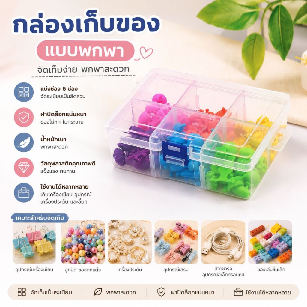 ส่งด่วน พร้อมส่งจากไทย กล่องเก็บของแบบพกพา กล่องใส่ชิปพลาสติกใส กล่องใส่เหรียญ กล่องพลาสติกโปร่งใสหลายขนาดสําหรั