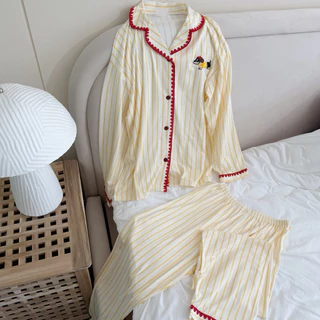 (Bunny bear) sunny cloudy - ชุดนอนมินิมอล ขนาดฟรีไซส์ อก 44 ผ้า cotton พรีเมี่ยม แขนยาวขายาวสไตล์เกาหลี